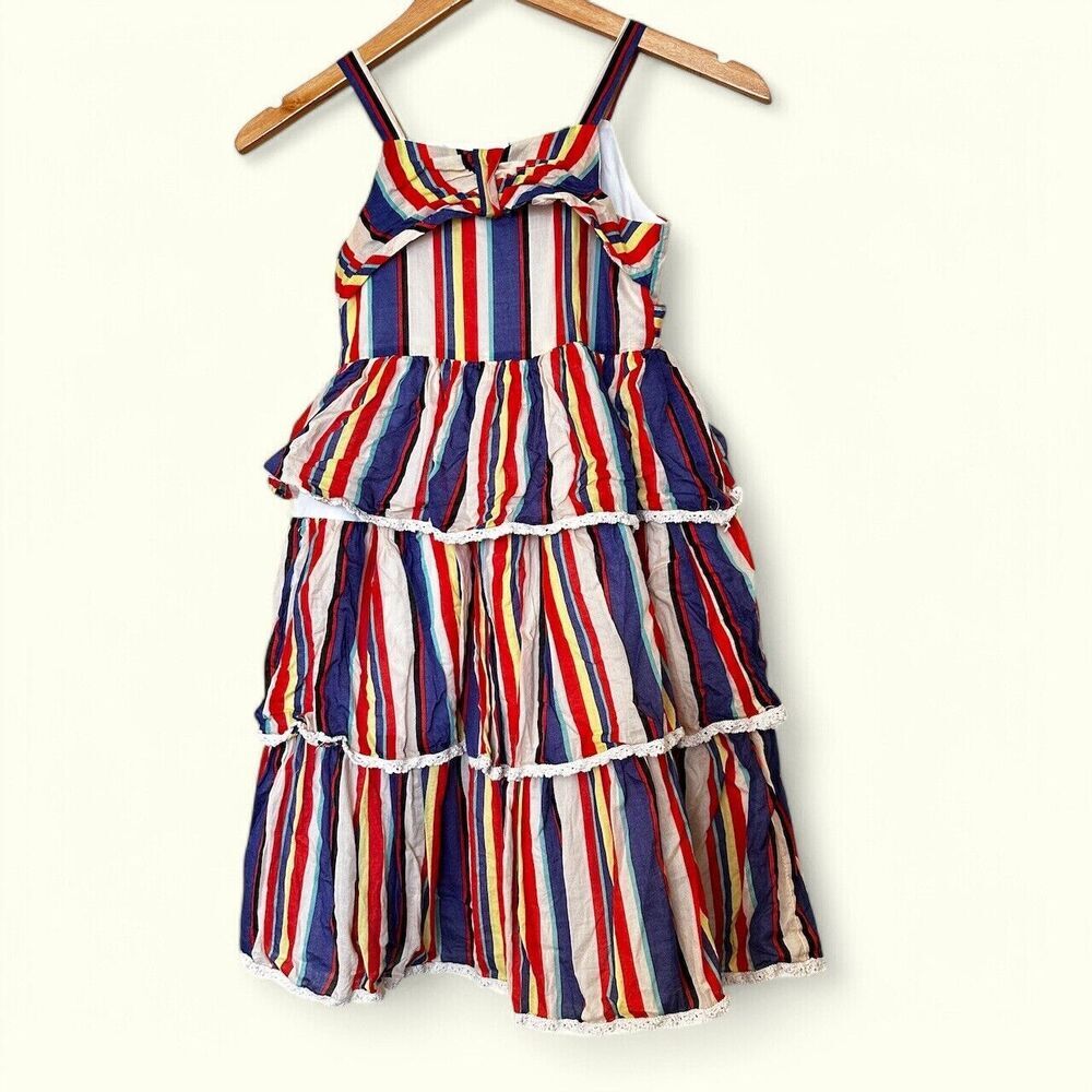 Girls PIPPA & JULIE~Colorful‎ STRIPED SUN DRESS~size 8 Dressy Multi-Color Tiered